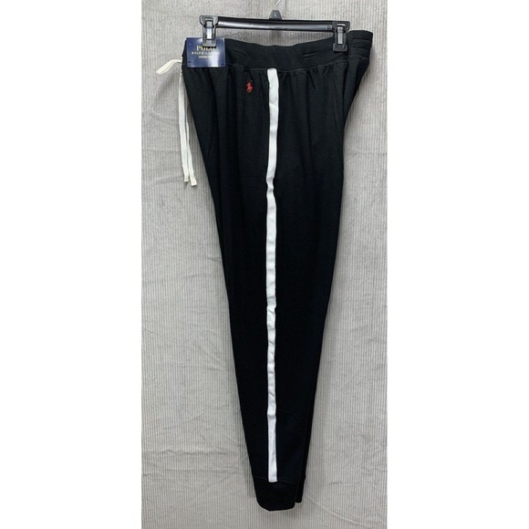 Polo Ralph Lauren Jogger Pants Men’s Large Black Racing Stripes Tapered Leg New - Picture 4 of 13